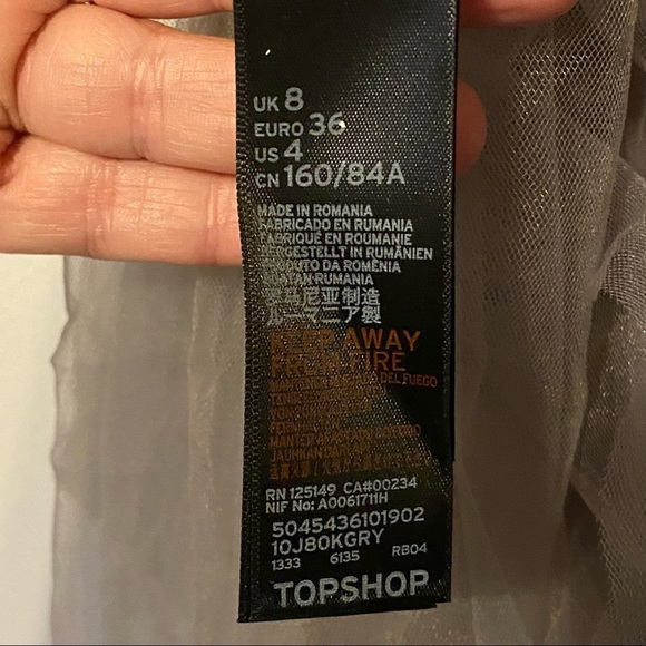 Topshop Gray Mesh Sheer Overlay Dress NWT US 4 #10J80K - Picture 8 of 15
